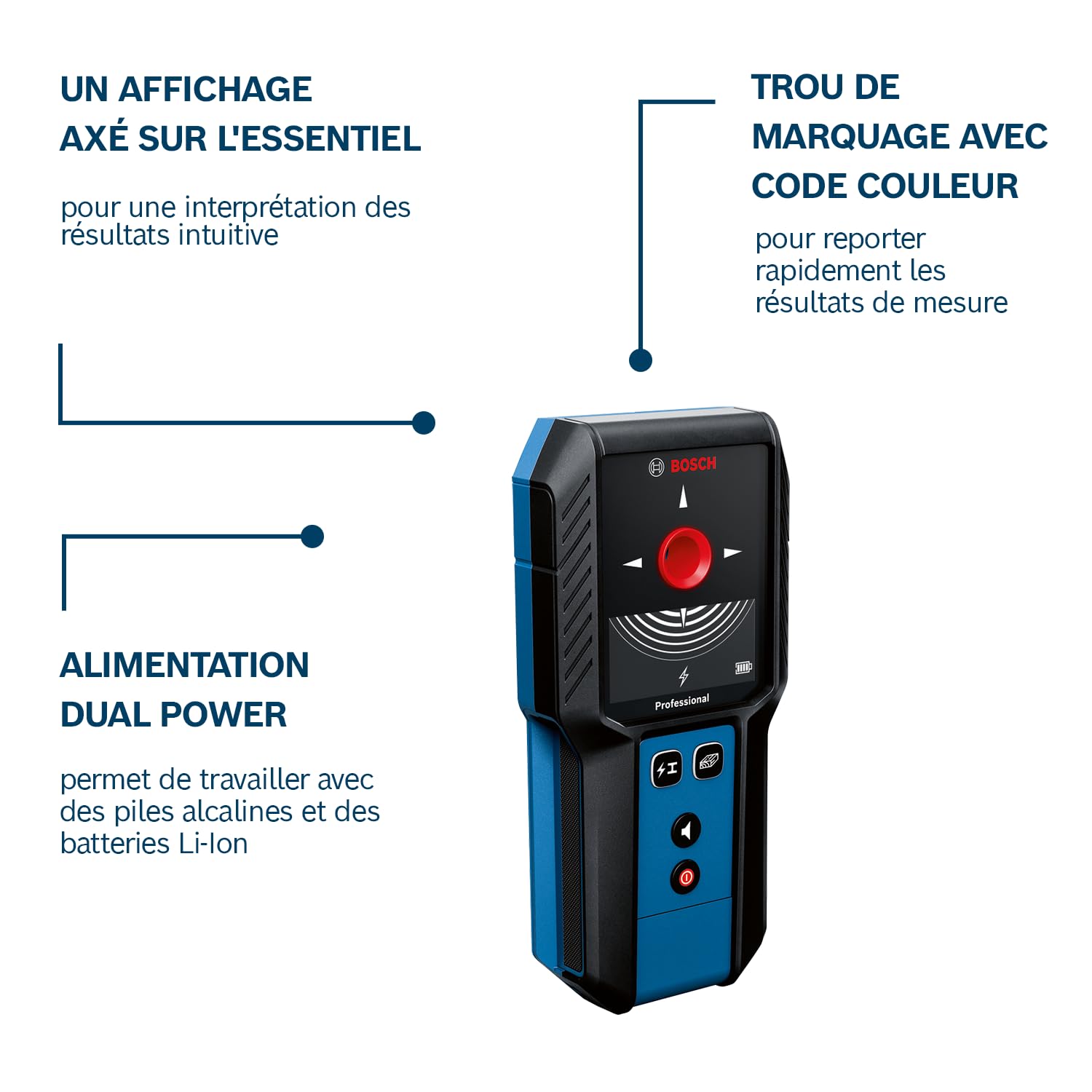 Bosch Professional GMS 120-27 Scanneur Mural Détection 120/100/50/30 mm USB-C