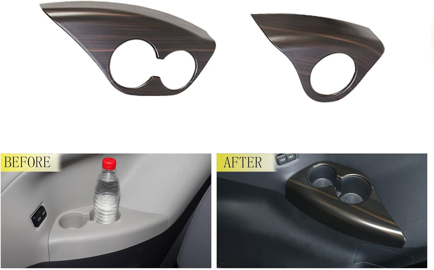 Car Accessories Seat Cup Holder Cover Third Row Water Cup Holder Cover Trim Panel Fit for Toyota Sienna 2021 2022 2023 2024 2025 ABS 2pcs(Peach Wood Style)