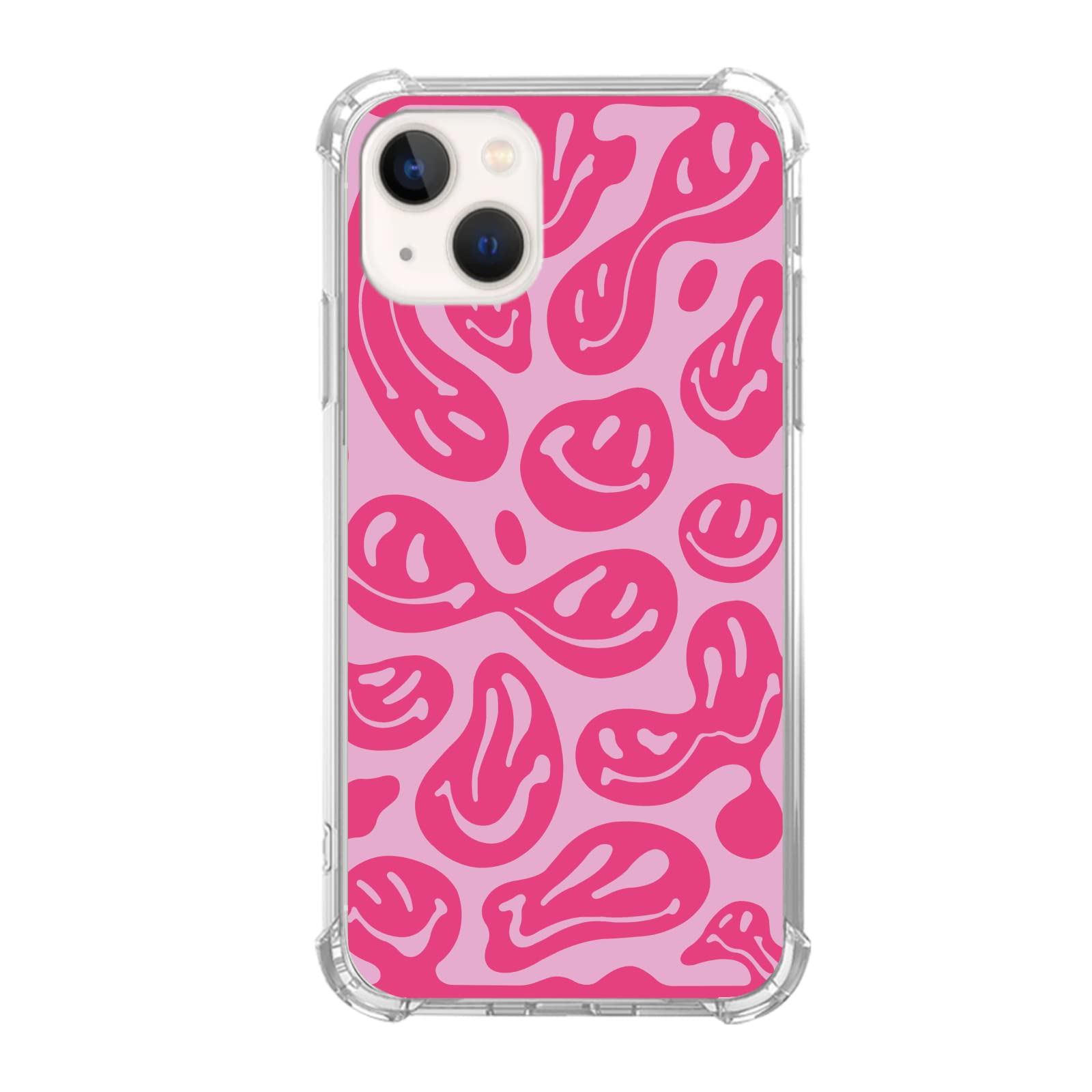 Pink Melting Smile Face Case Compatible with iPhone 13, Aesthetic Trippy Smiling Face Case for iPhone 13 for Teens Men and Women, Cool Trendy TPU Bumper Case Cover