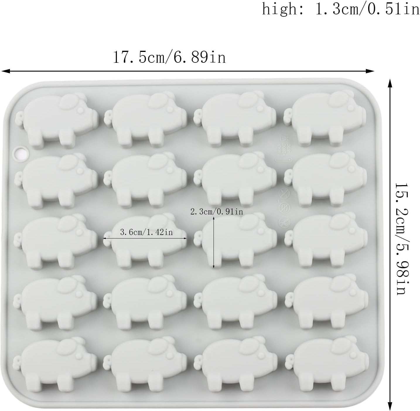 20 Cavity Pig Silicone Candy Molds Piggy Mold For Candy Chocolate