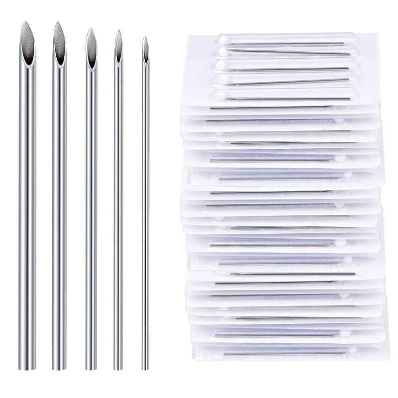 Agulhas descartáveis para piercing DJCIW em aço inoxidável, 12G, 14G, 16G, 18G e 20G, Pacote com 25