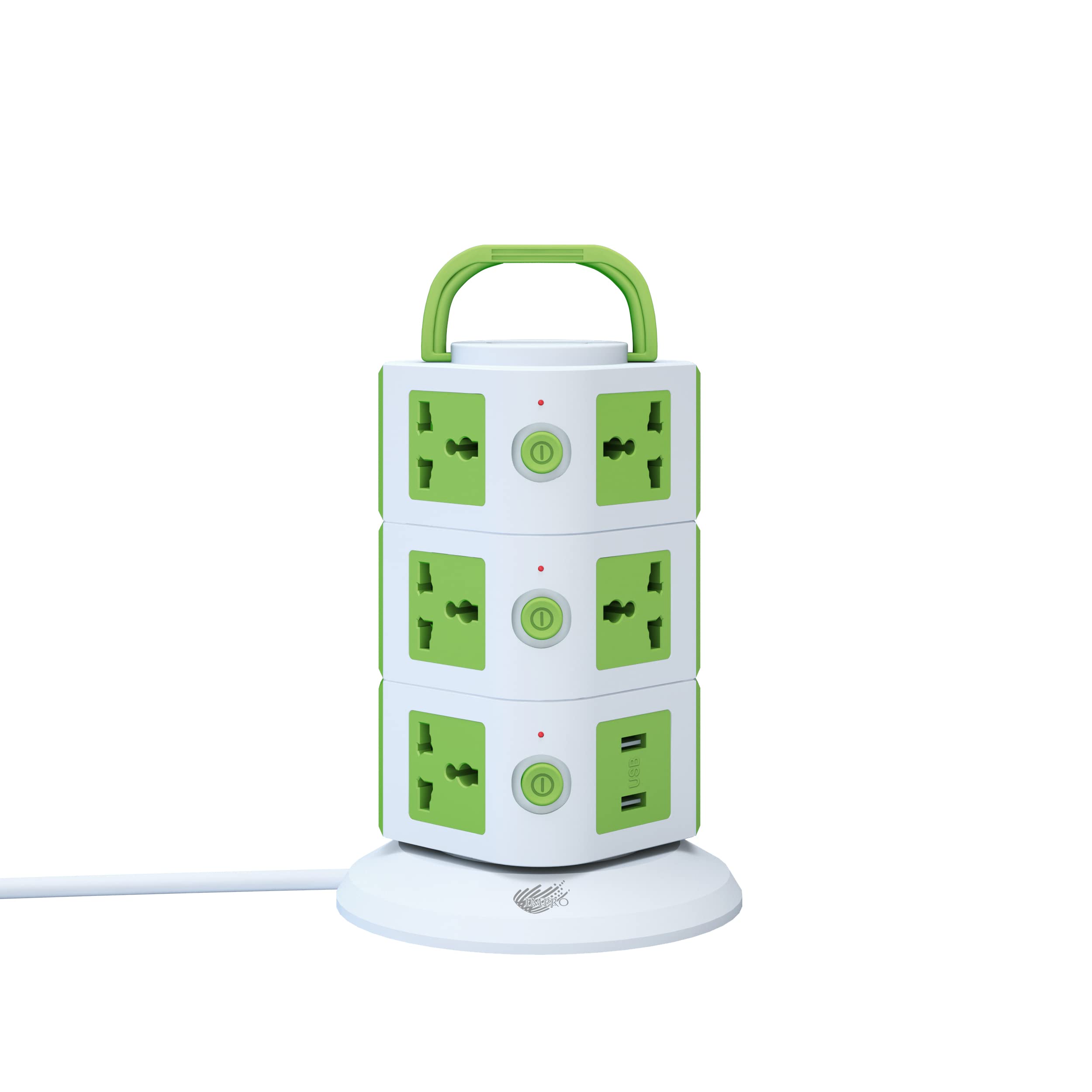 Impro Green-M2 11 Socket + 2 USB Spike Buster Surge Protector / 3 Floor ...