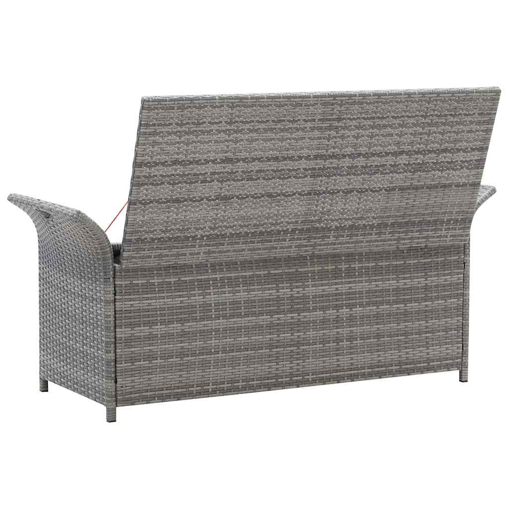 vidaXL Truhenbank mit Auflage Gartenbank Gartentruhe Kissentruhe Kissenbox Sitzbank Rattanbank Bank Box Auflagenbox Grau 138cm Poly Rattan
