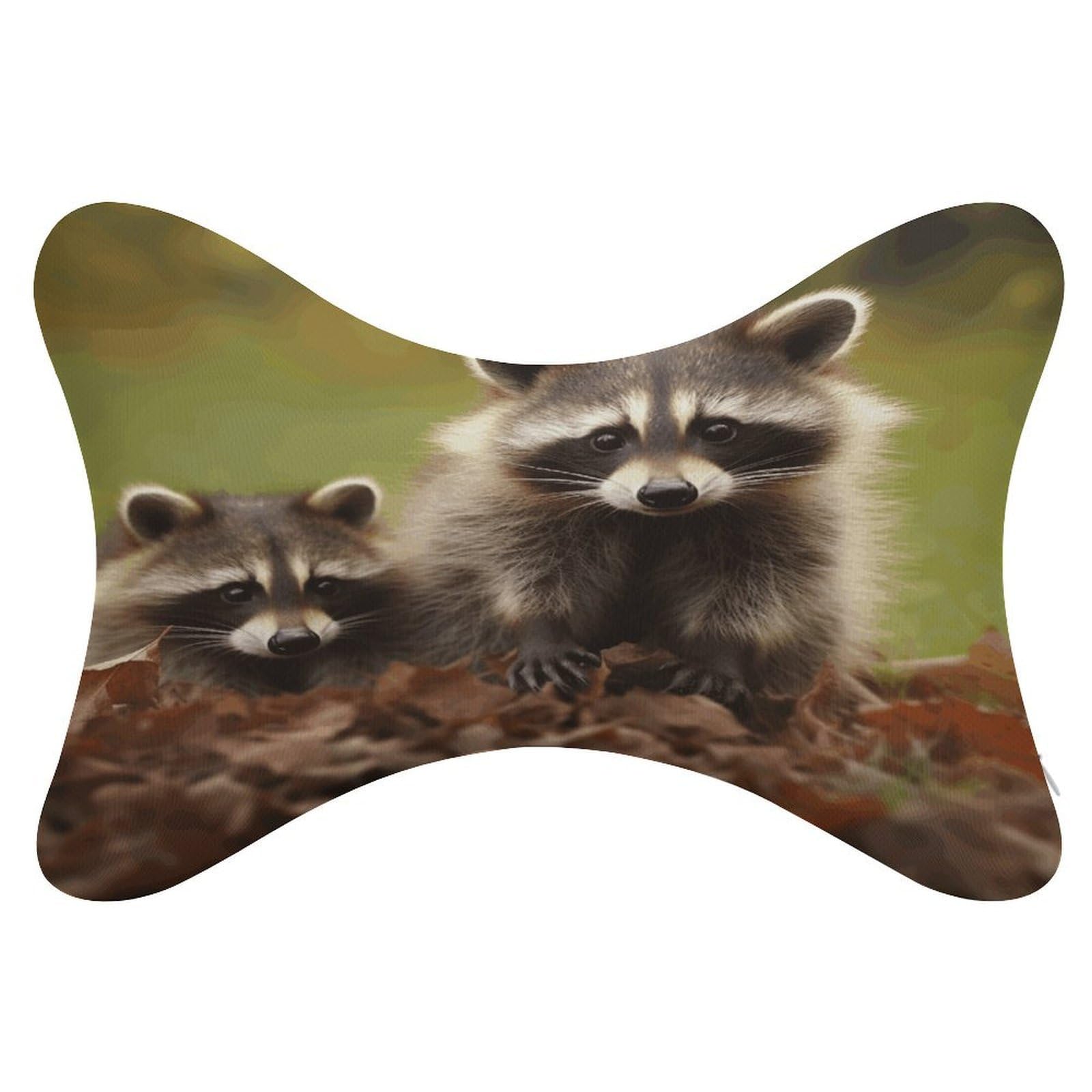 VstaDank Raccoon Car Neck Pillows 2 Pack Removable Ergonomic Cervical Support Pillow Fashion Cozy Bone Shaped Pillows Soft Car Headrest Pillow for Office Airplane Most Car
