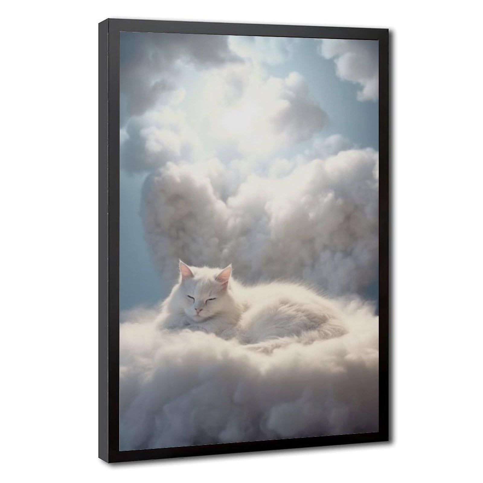 Bareronor Cloud-based Abstract Cat Canvas Poster Bedroom Decor Landscape Office Room Decor Gift 8" L X 12" W