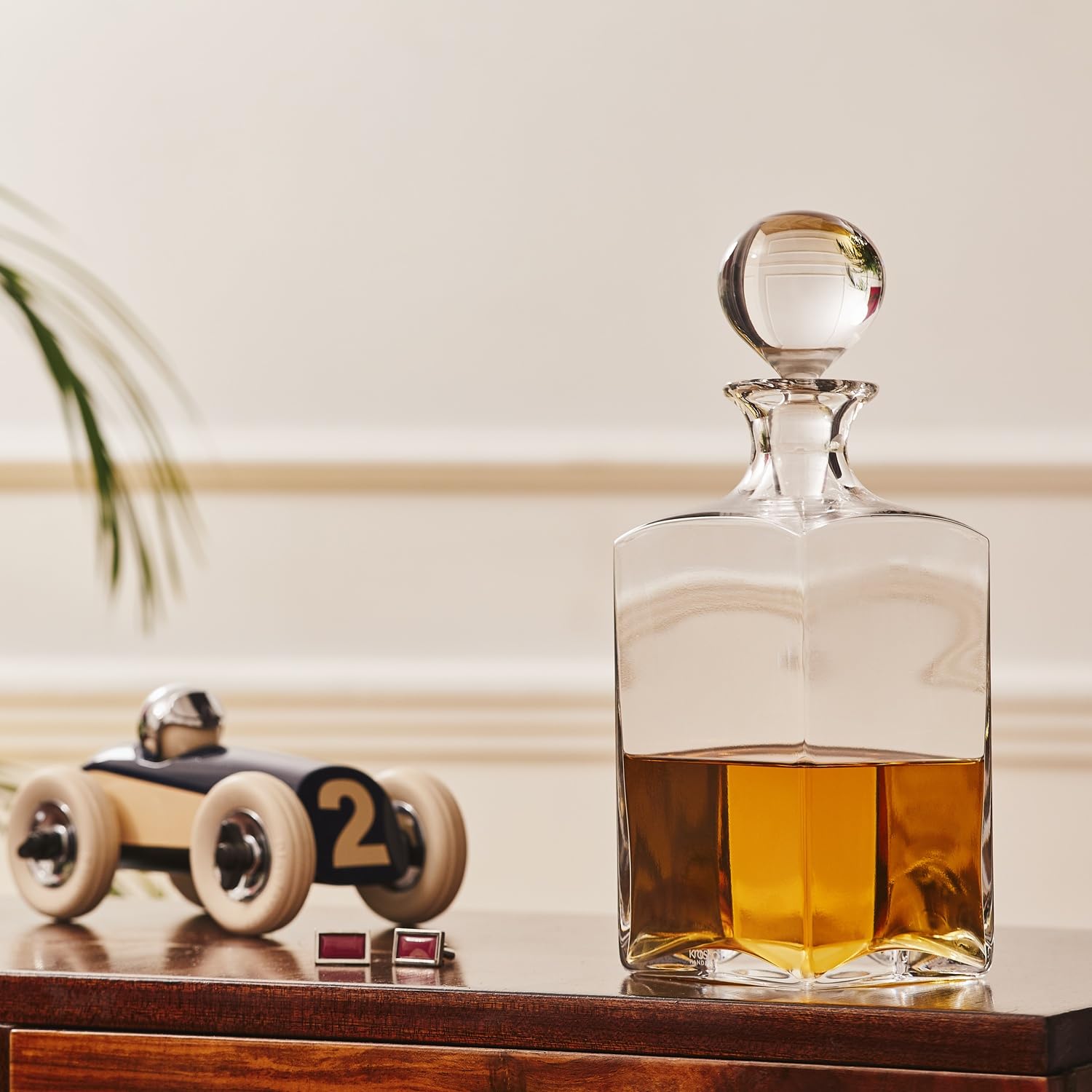 KROSNO Dekanter do Whisky, Bourbona i Rumu Caro z Korkiem, 1000 ml | Szkło Kryształowe Bezołowiowe, korek ogranicza utratę aromatu, do whisky, bourbona i rumu, elegancki prezent