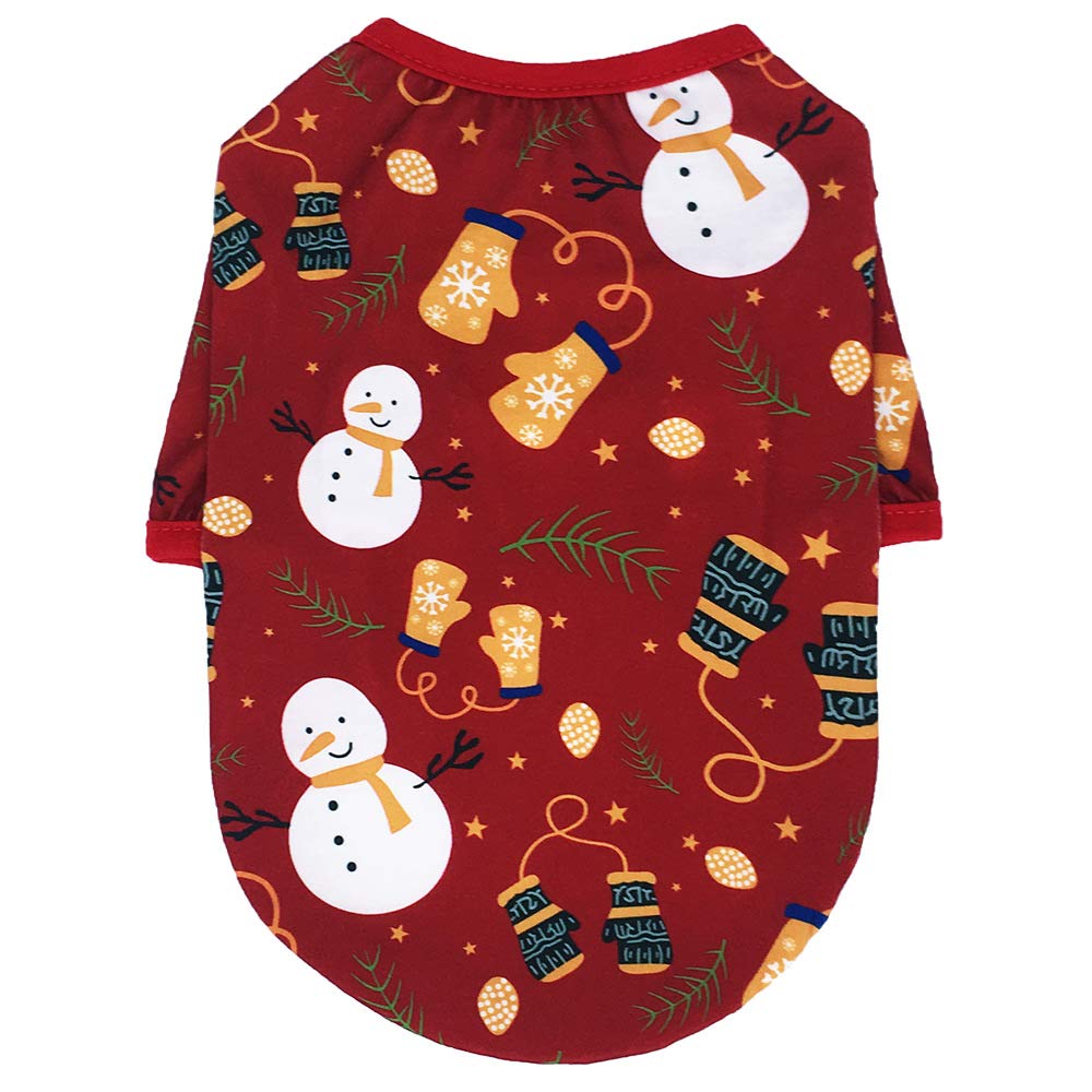 Small Dog Christmas Clothes,Classic Holiday Festive Pet Christmas T Shirt Costumes for Cats Puppy Dogs (L, Red)