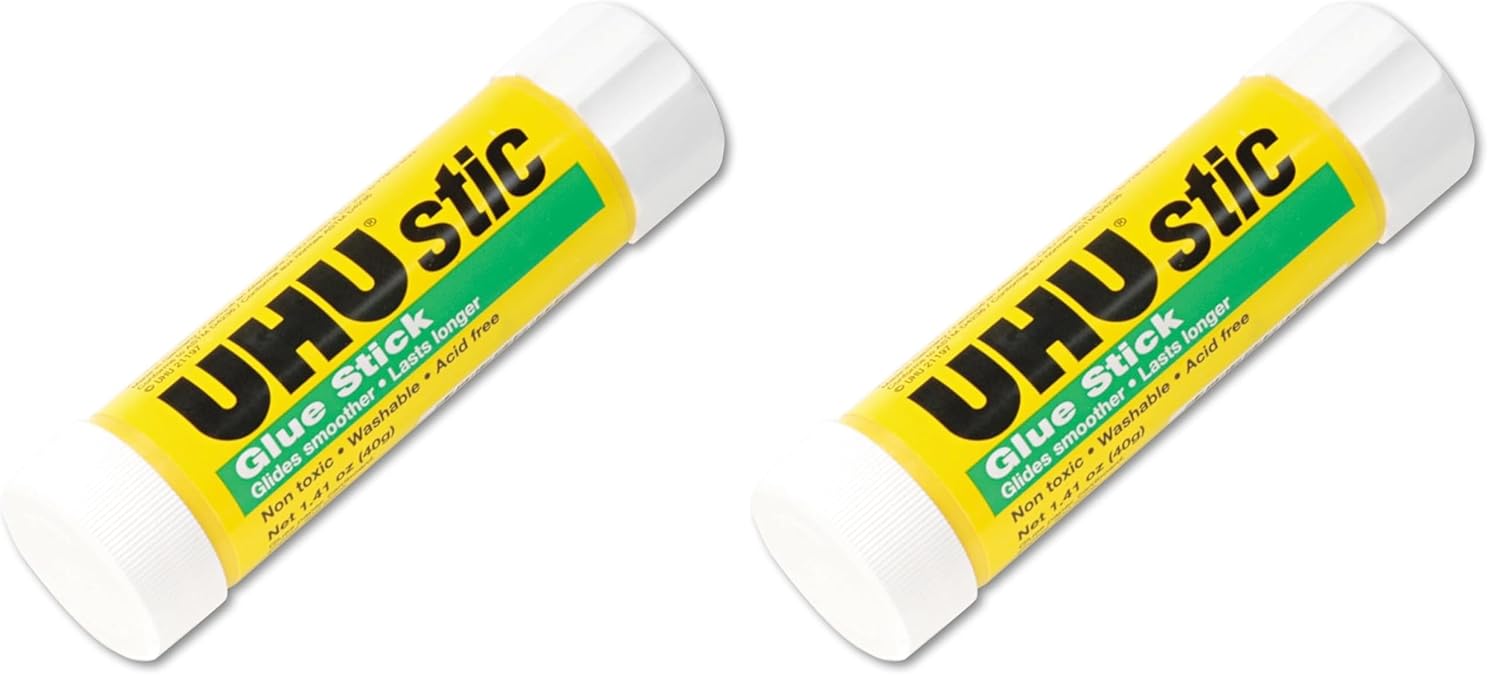 UHU 99655 Stic Permanent Clear Application Glue Stick, 1.41 oz, 1 Each (Pack of 2)