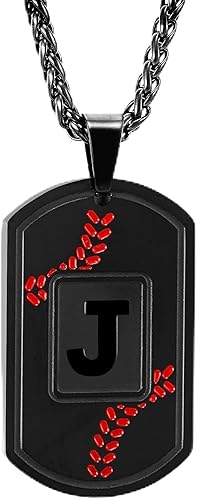 Gifts - Baseball Initial Necklace - Baseball Gifts For Teens