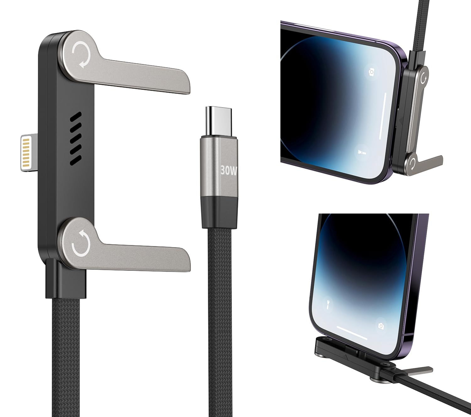 Amazon.co.jp: USB C - Lightningケーブル スタンド付き MFi認証 2イン