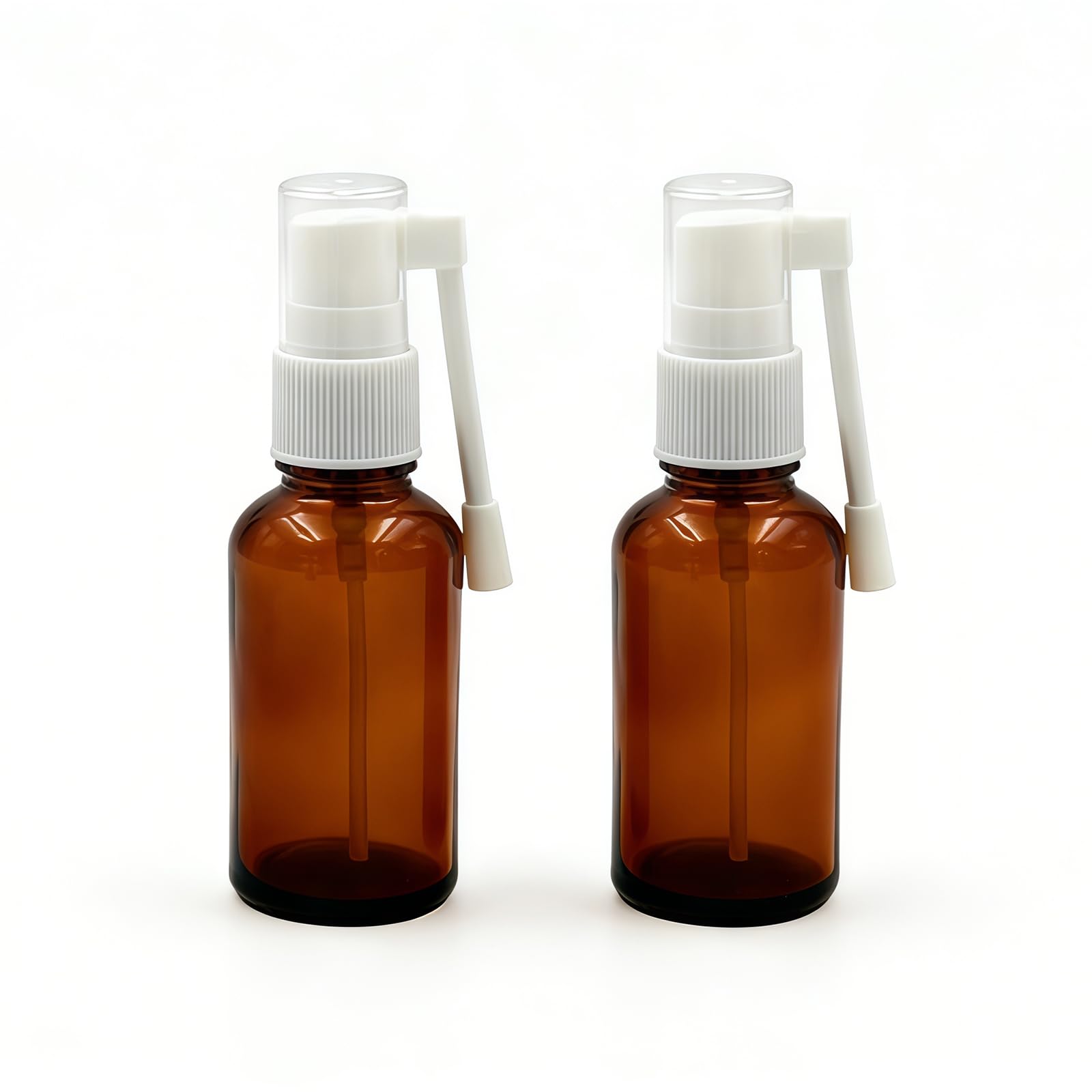 UPSTORE 2PCS 30ML/1oz Empty Refillable Amber Glass 360 Degree Nasal Rotation Spray Bottle Jars Pump Clean Storage Container Sample Travel Packing Pot