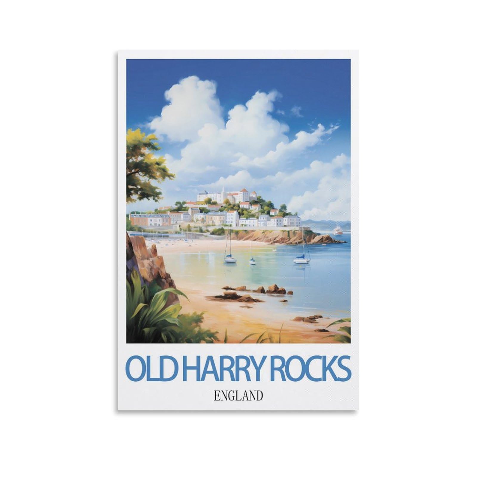 Vintage Metal Tin Sign for Cafe Old Harry Rocks Englands Vintage Signs Home Kitchen Rustic Travel Metal Signs Wall Art Decor 20x30cm
