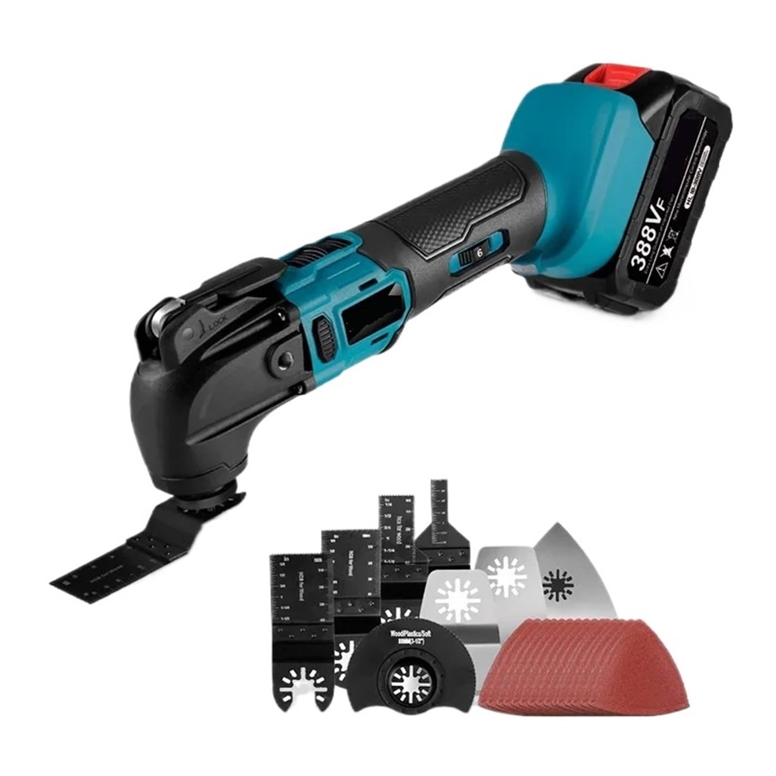 Multiherramienta Oscilante Sin Escobillas, Sierra Eléctrica, Recortadora, Pala, Corte, Pulido, Herramienta De Carpintería For Batería De 18V Versatilidad(2 Battery Set)