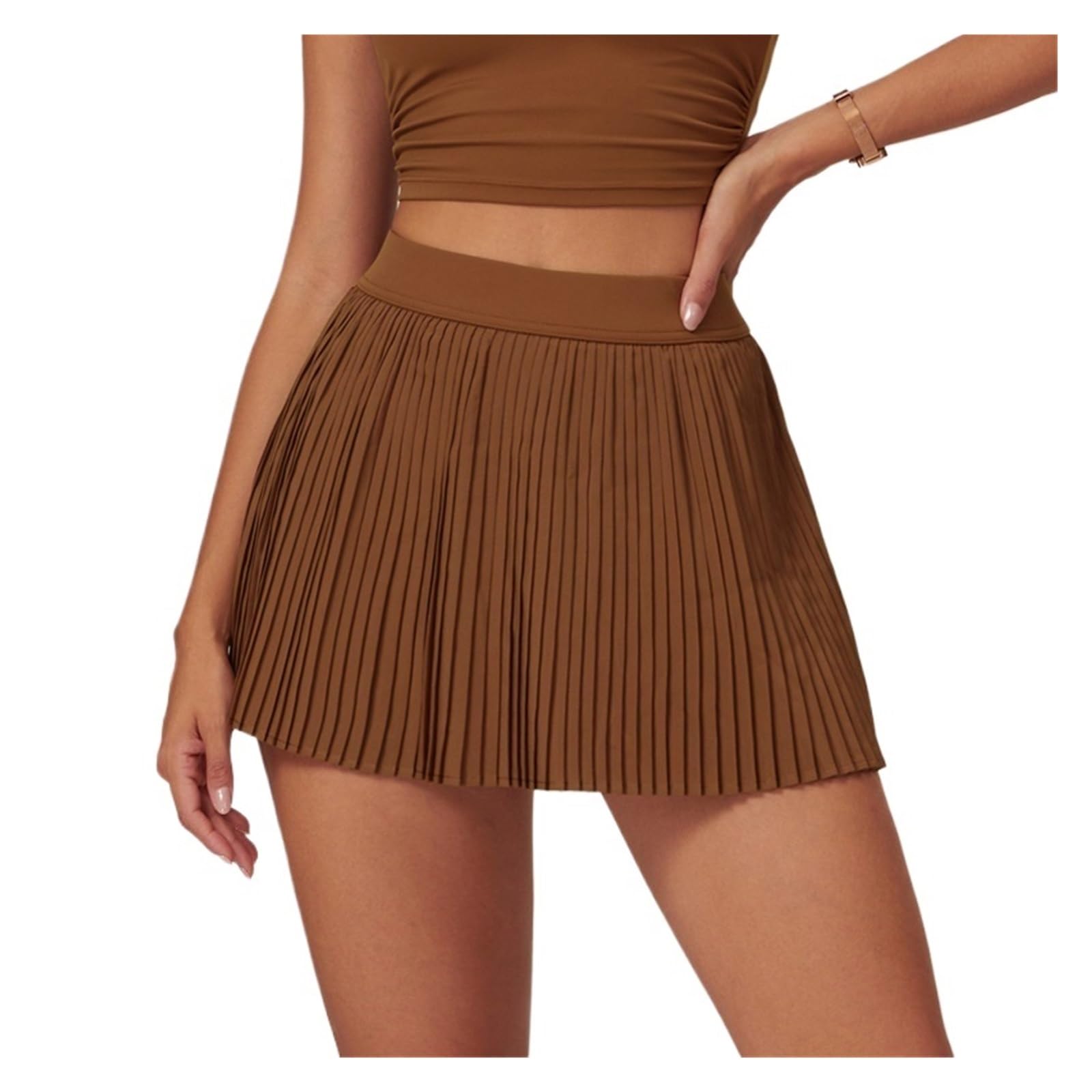 Gonna da Tennis Gonna da Tennis e Golf Donna a Vita Alta con Tasche Pantaloncini Interni for Gonna-Pantaloncino Sportiva