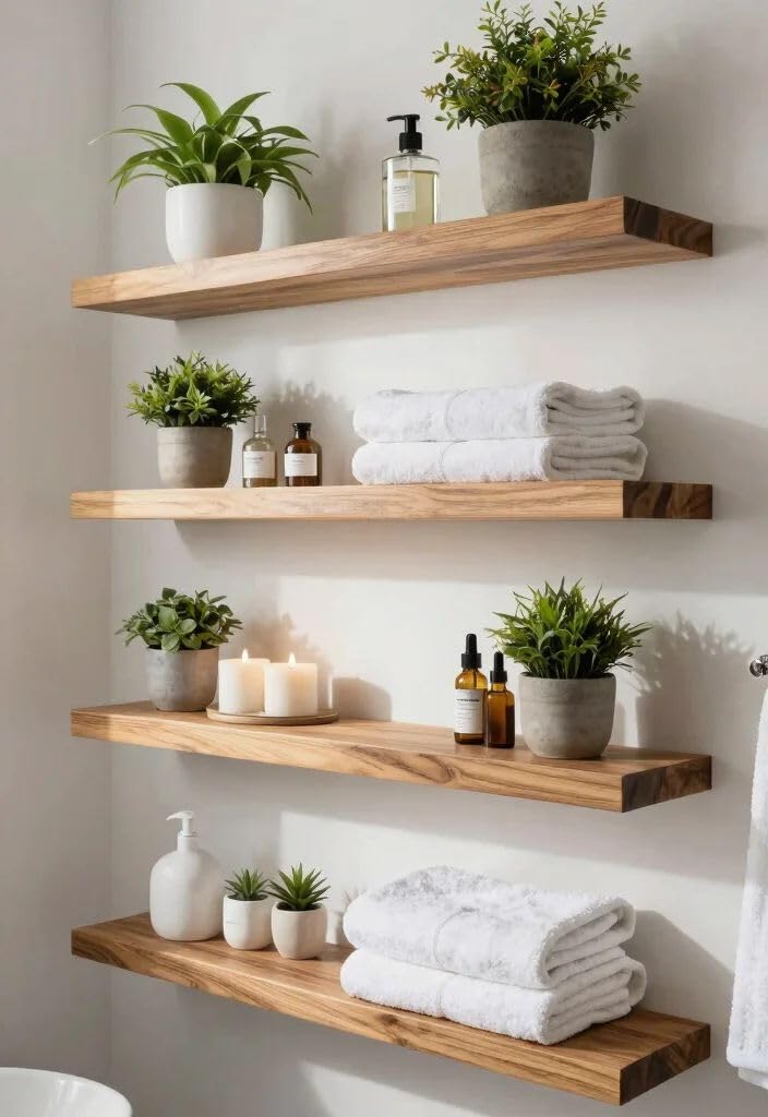 Solid Wood Floating Wall Shelves Set of | Rustic Wooden Display Shelves for Living Room, Bedroom, Kitchen & Bathroom | Heavy Duty Wall Mounted Shelves (20 inches, 4 Shelves)