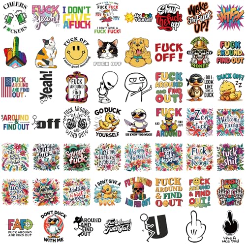 Calcomanías de palabras en F de tipografía gráfica con 55 diseños ofensivos 5