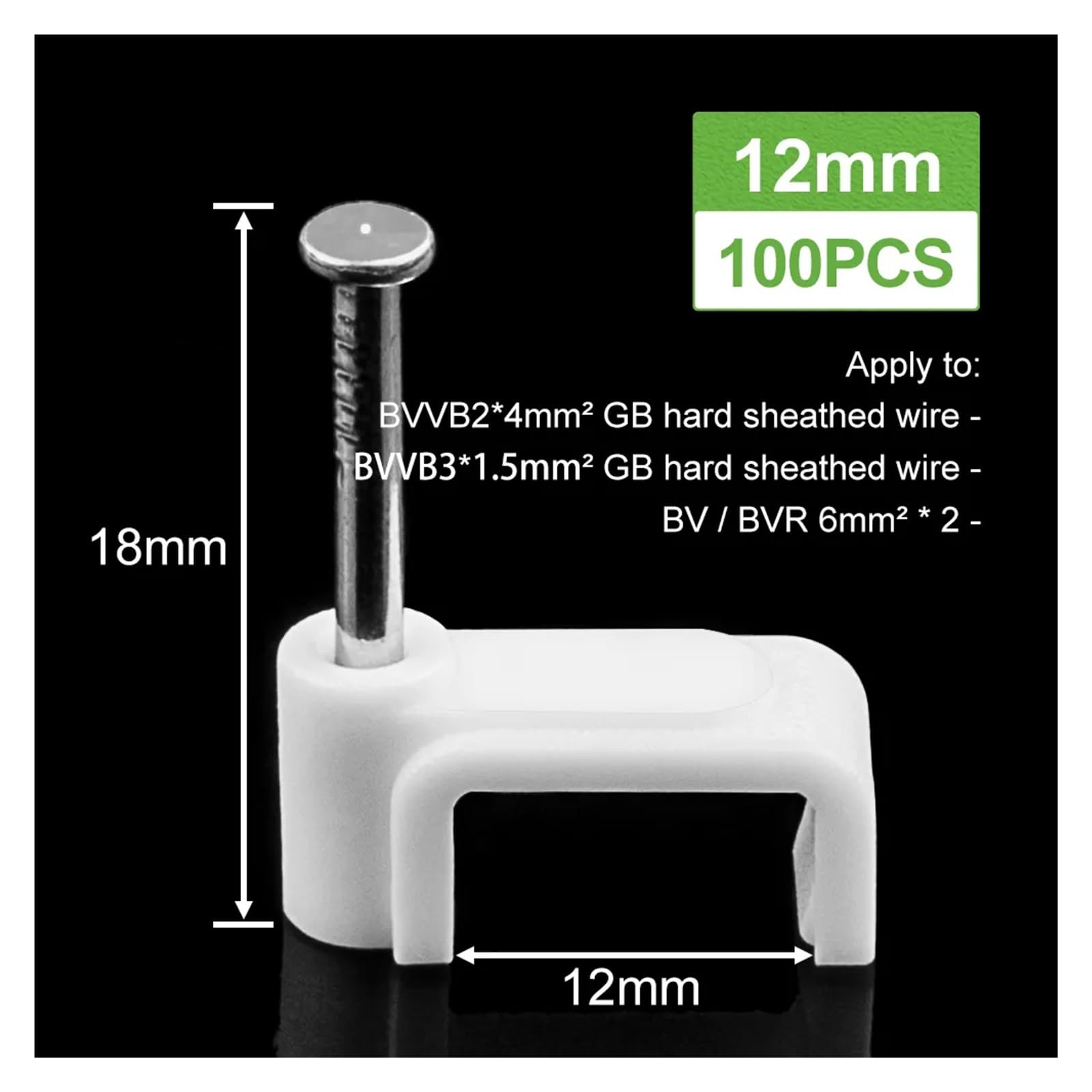 Lot de 100 clips câble ronds for gestion des fils Blanc 4-14 mm(14mm)