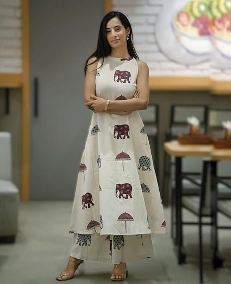 ANNI DESIGNER Women's Ethnic Co-Ord Set | Kurta Pant Set | Kurta Palazzo Set | Stylish Cotton Suit Set for Women, Festival Co-ord Set - Image 2