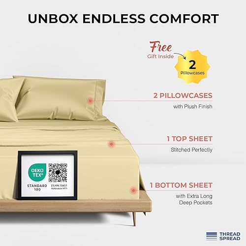 Miniatura 3 de THREAD SPREAD Juego de 2 fundas de almohada cuadradas europeas de espuma de mar de 1000 hilos, 100% algodón, paquete de 2 fundas de almohada de