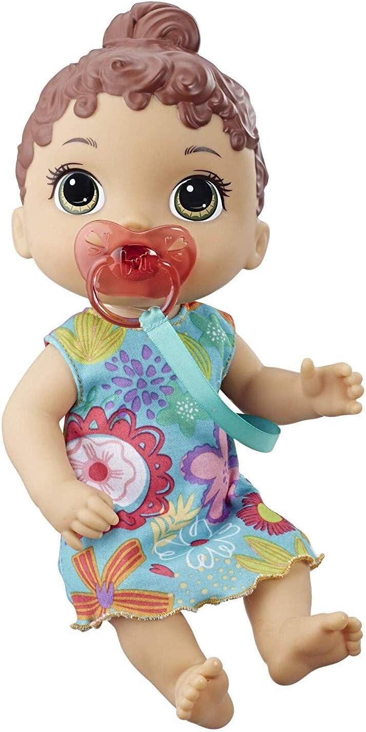 Baby Alive Baby Lil Sounds Doll, Interactive Baby Alive Doll with Pacifier, Dolls for 3 Year Old Girls and Boys and Up, 10 Sounds, Brown Hair