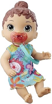 Baby Alive Baby Lil Sounds Doll, Interactive Baby Alive Doll with Pacifier, Dolls for 3 Year Old Girls and Boys and Up, 10 Sounds, Brown Hair