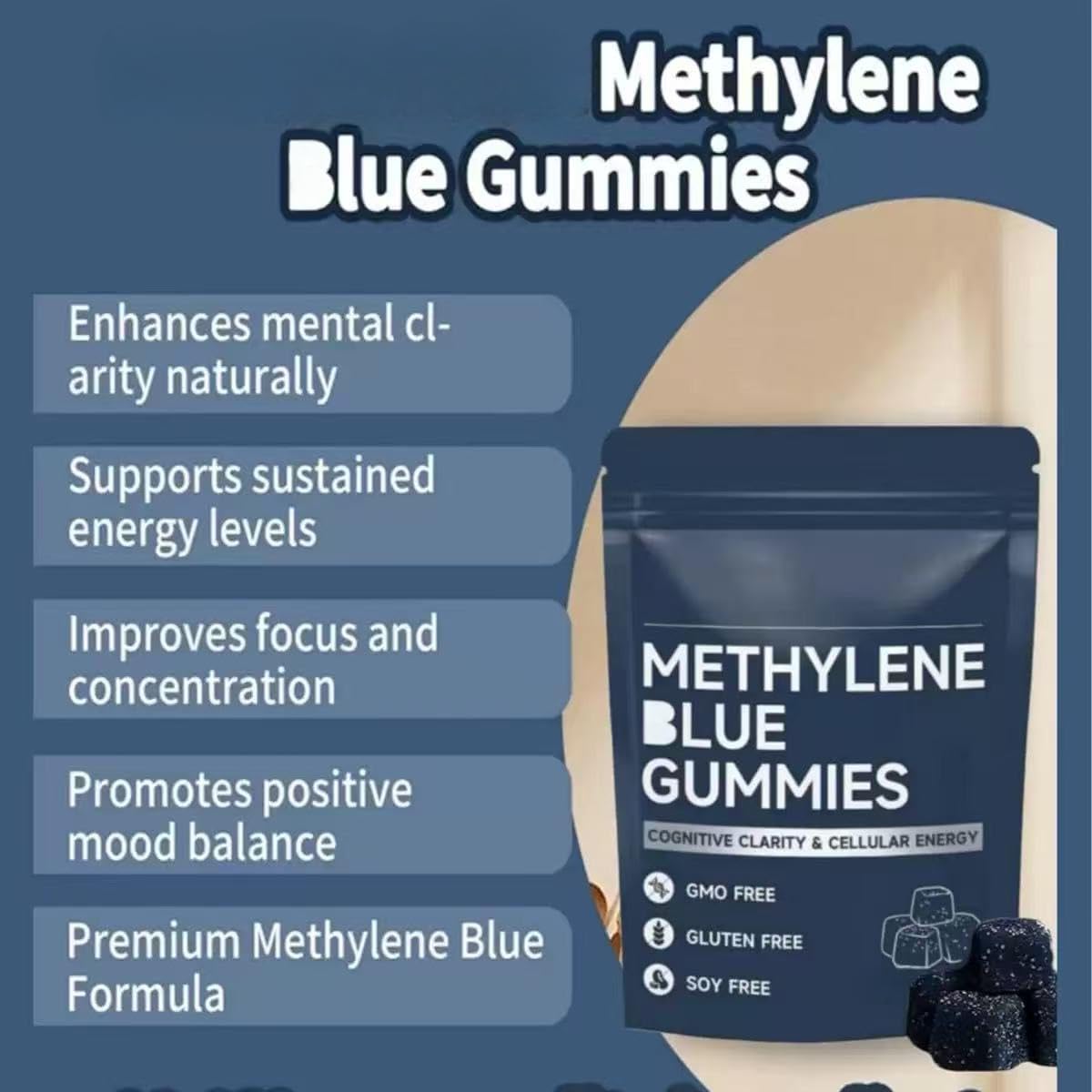 Gummies au bleu de méthylène, fournissant une énergie soutenue - Sans OGM - Végétalien