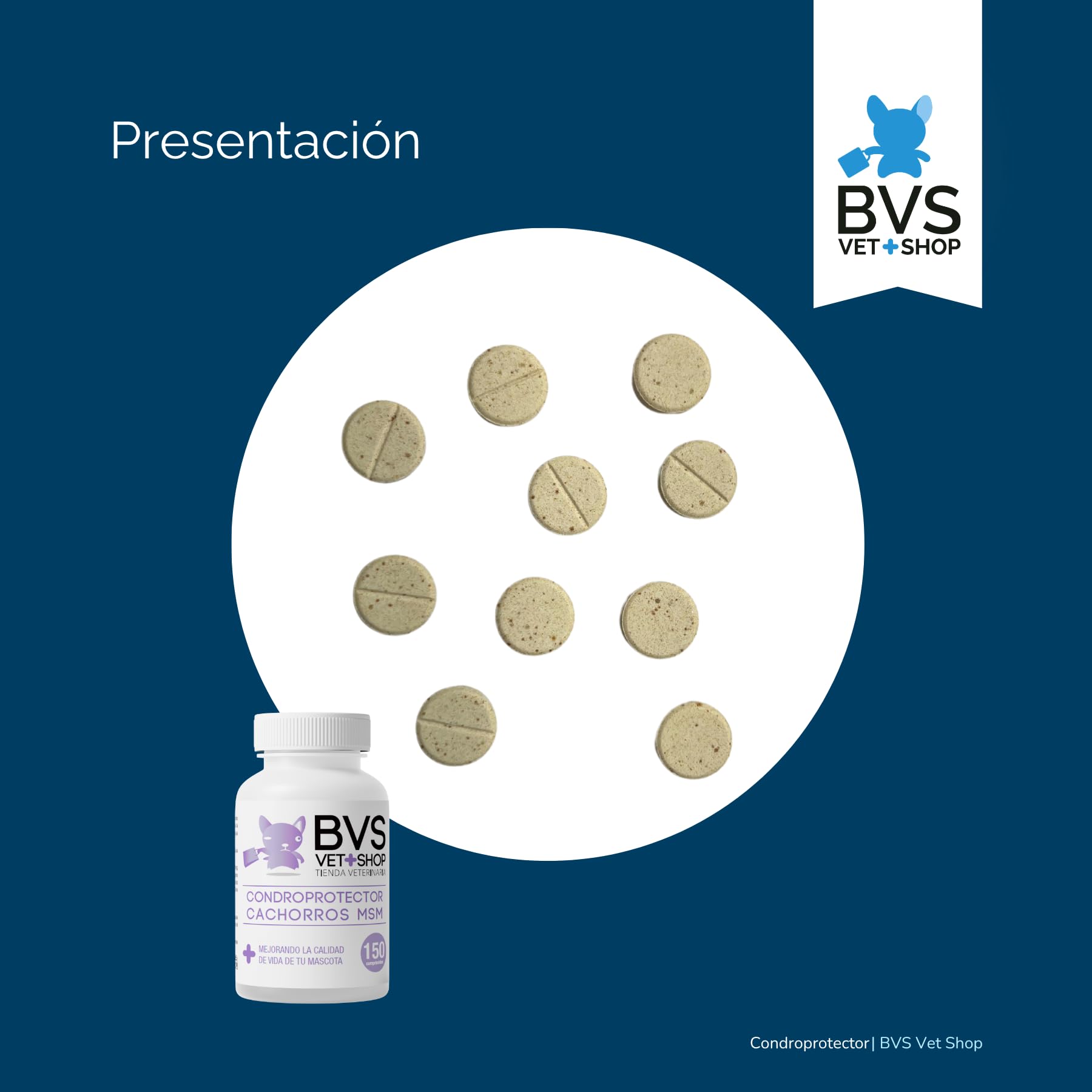 BVS Vet Shop | Condroprotector Cachorros MSM para Perros | Formulado para Cachorros, Apoyo nutricional para favorecer el Buen Estado fisiológico de Las articulaciones | 300 Comprimidos