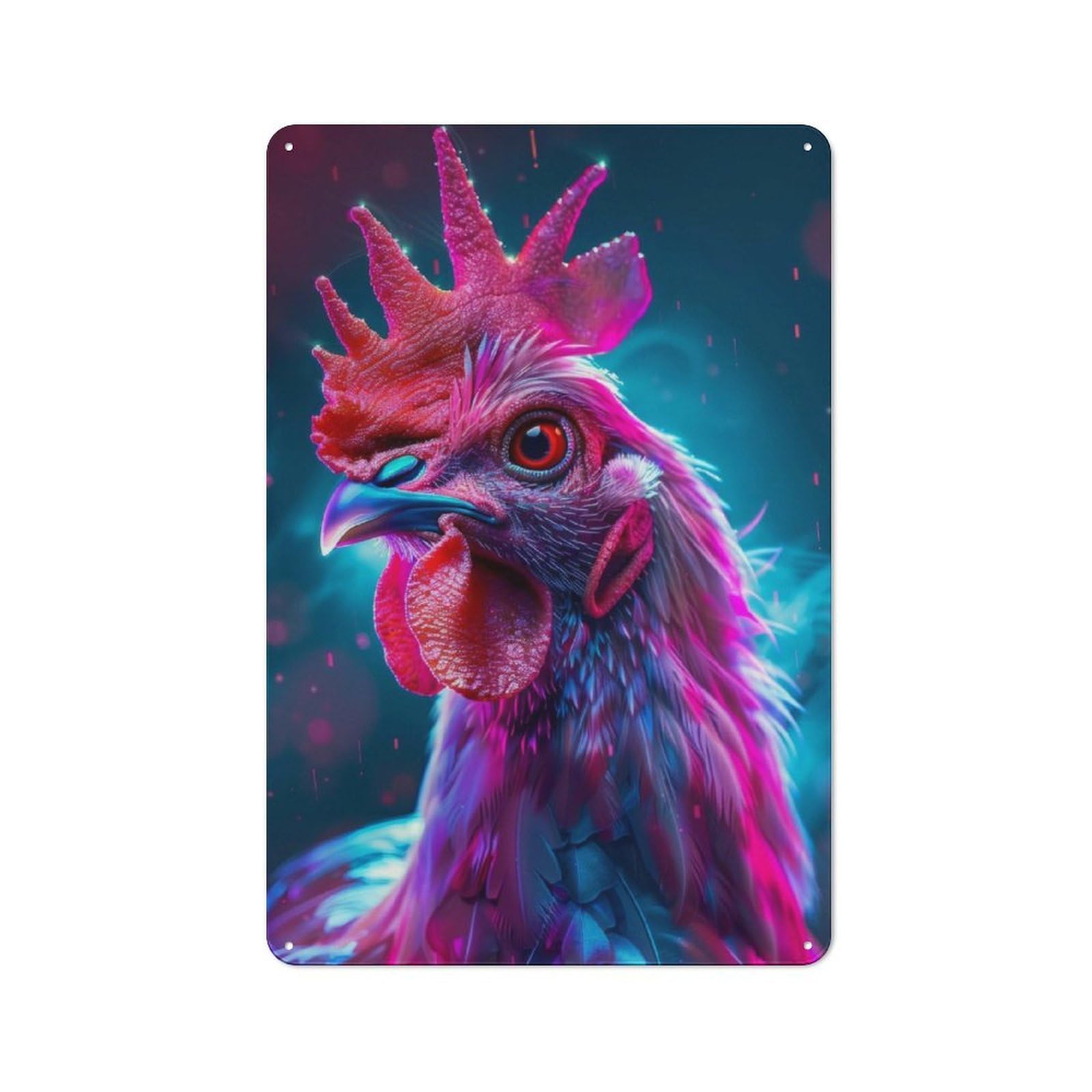 Junmoney Chicken Space Animal Tin Wall Sign 30X20cm, Character Room Wall Plaque For Bedroom, Kitchen, Office Or Living Room