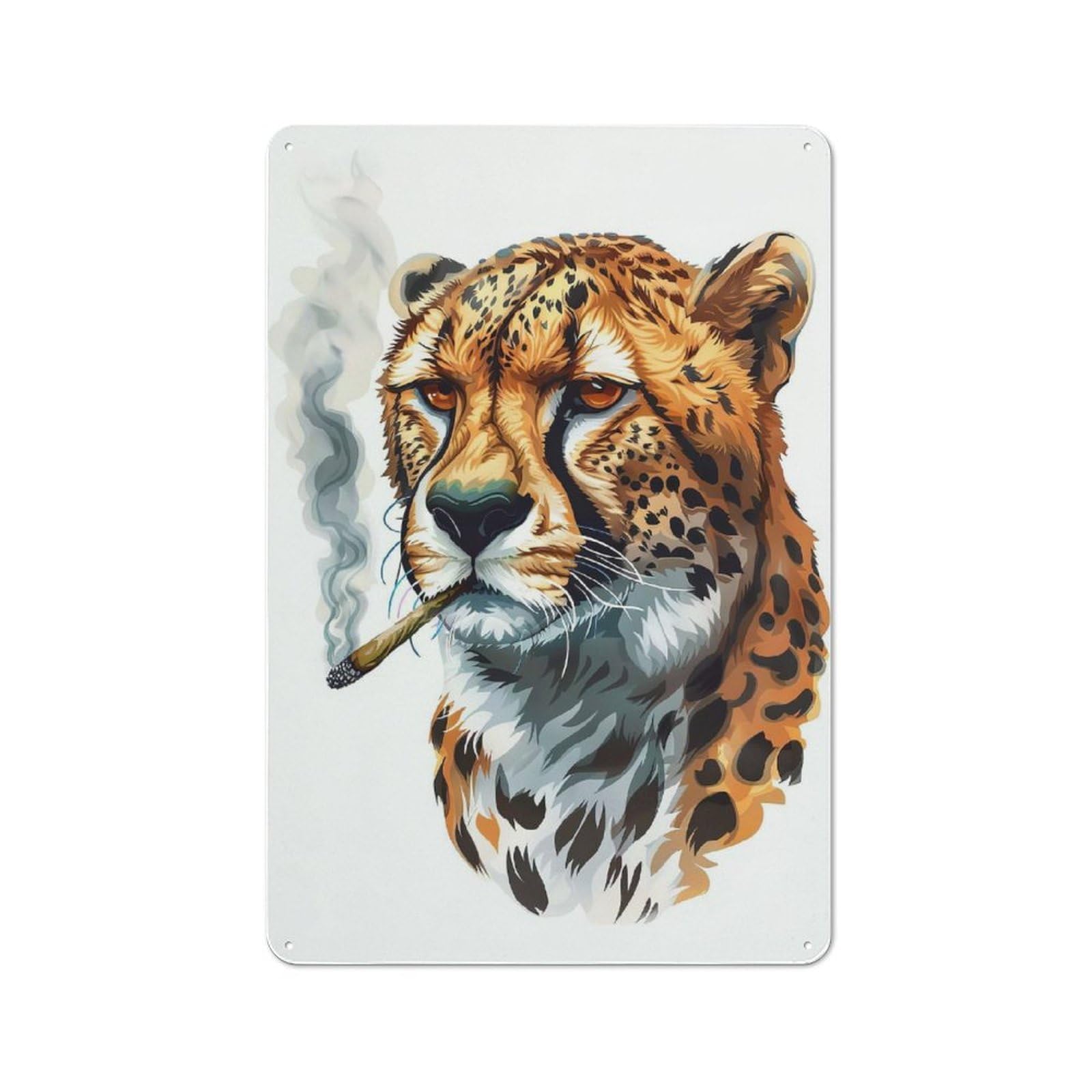 Junmoney Cheetah Smoking Tin Wall Plaque 30X20cm With For Bar Or Restaurant, Housewarming Present For People Styling Bar And Restaurant