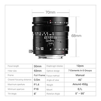 TTArtisan Tilt 50mm F1.4（RF） Amazon.com : TTArtisan 50mm F1.4 Tilt Manual Lens Large