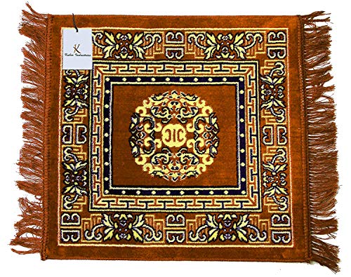 Image of Heart Home 4 Pieces Velvet Prayer Mat /Aasan /Pooja Mat /Meditation Mat /Multipurpose Velvet Rug Mat 2 Ft X 2 Ft (Gold) CTHH05716