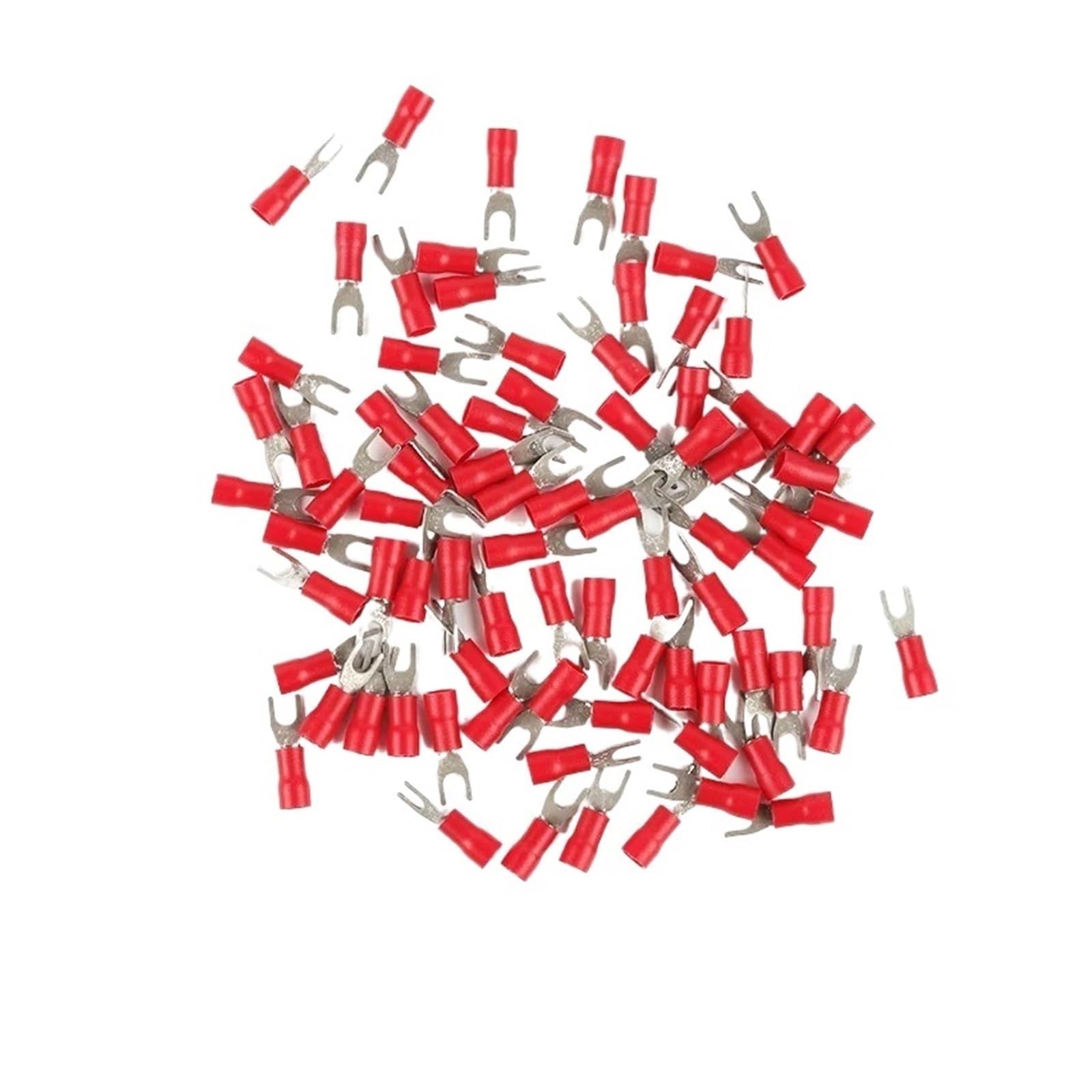 500 terminales de crimpado de horquilla, terminales de horquilla aislantes, conectores rápidos, rojos, varios tamaños(SV1.25-4s)