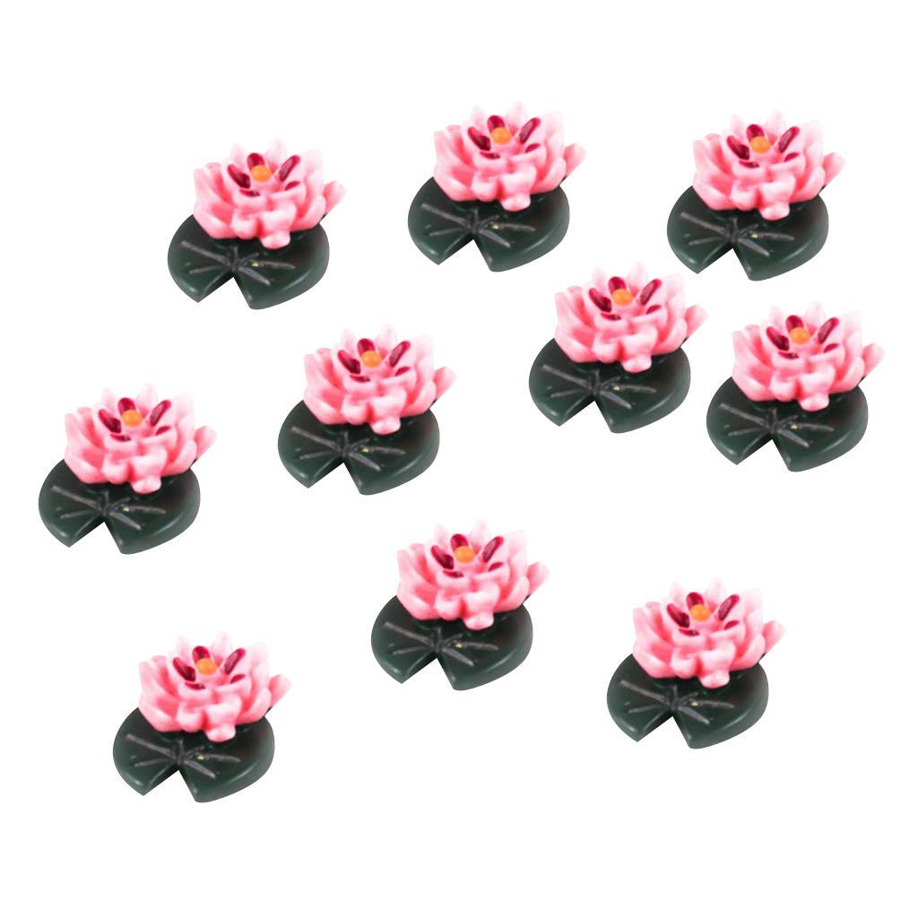 10pcs Lotus Miniature Garden Decor Flower Model Resin Plant Doll House Desk Mini Ornament
