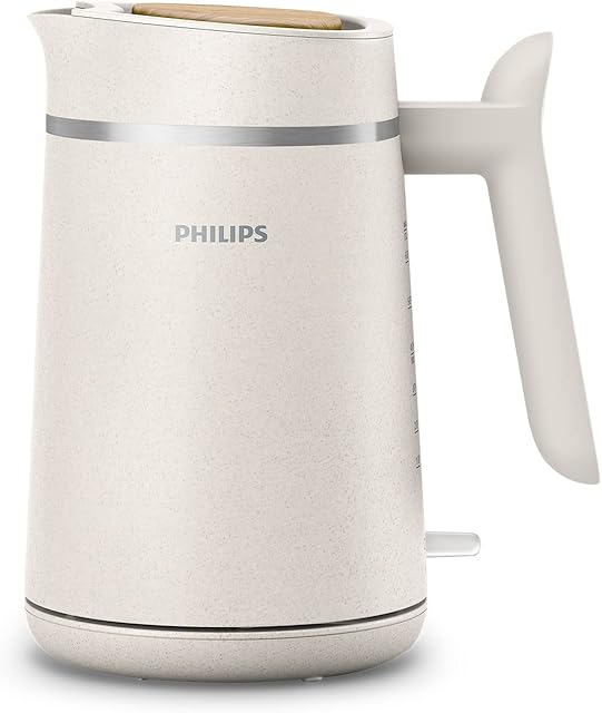 Philips Eco Conscious Edition Kettle 5000 Series, 100% Bio-based plastics*, 1.7 L Capacity, Cordless + 360° Pirouette Base, Silk White Matt Finish, (HD9365/11)