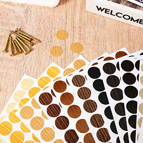 648 Pieces Screw Hole Covers Stickers 12 Sheets Furniture Hole Cover Caps Stickers 12 Colors Wood Textured Adhesive Waterproof Wood Grain Stickers For Wall Cabinets Desk Screws (Mixed Color) #TOP6