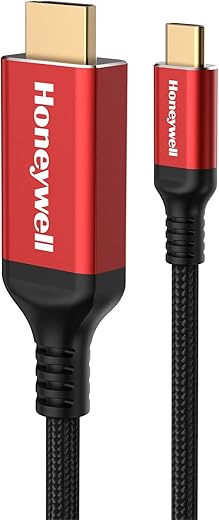 Honeywell Type C to 2.0 HDMI Cable, 4Kx2K@60Hz UHD Resolution, 1 Mtr, 18GBPS Transmission Speed, High-Speed, Male to Male, Compatible with TV,…