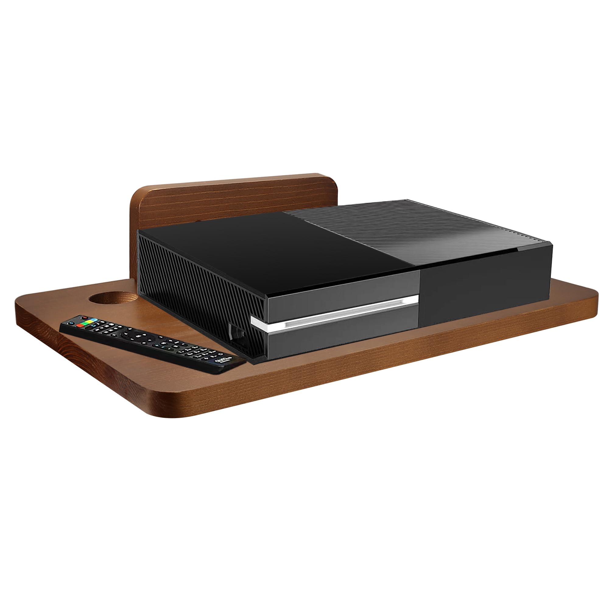 BAMTALK Floating Wall Mounted AV TV Shelf, Wooden DVD DVR Mount Component Shelves for Players, Projector, PS4, Game Console, Cable Boxes, Games Consoles, TV Accessories, BK2024001