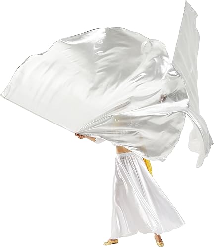 Miniatura 7 de Wuchieal 1 bandera de alabanza semicírculo de 55 x 74 pulgadas, bandera de semicírculo metálica de alabanza con varilla escalable (plateado)