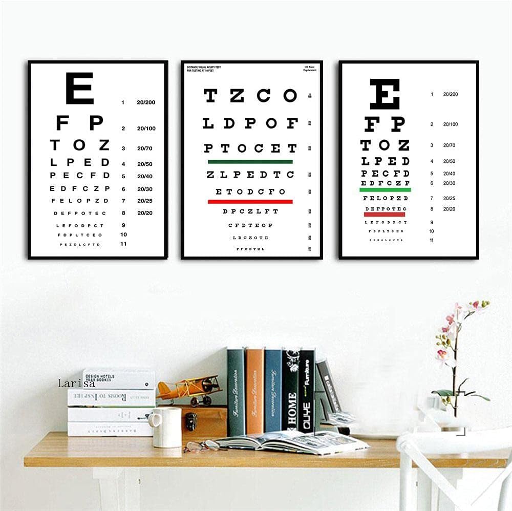 Póster De Pared De Tabla De Snellen De Prueba Ocular Moderna Mejores Ofertas De Prueba De Ojos 3 Piezas Póster De Pintura De Lienzo E Impresiones De Imágenes Para La Decoración Del Hogar De La Sala De