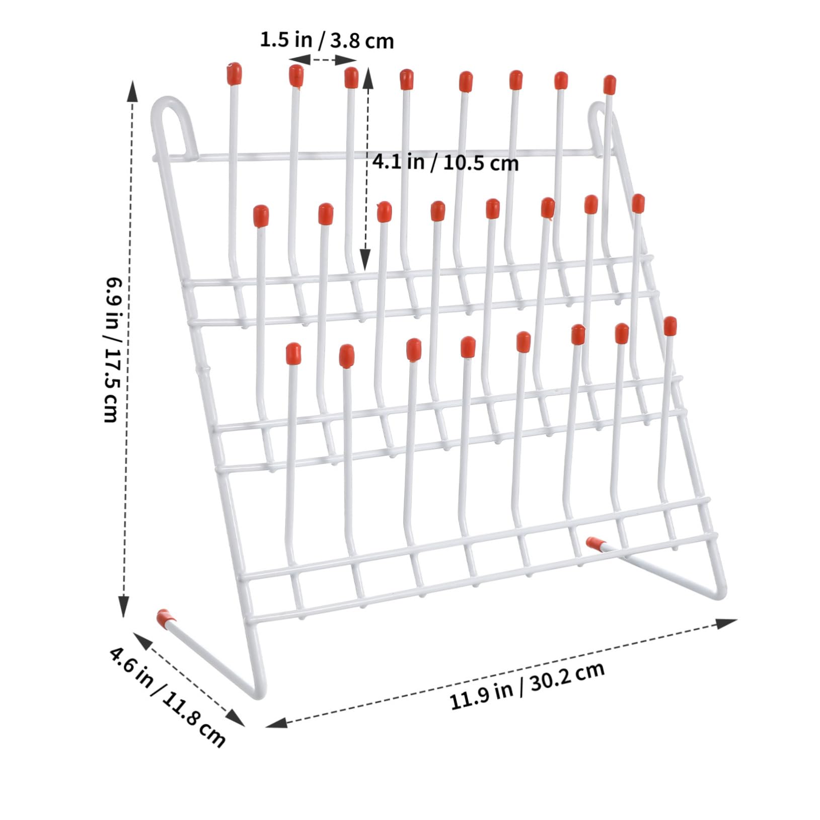 Healvian Supporto per Asciugatura del Becher in Metallo Bianco, Rack Laboratorio Pratico per Contenitori e Provette, Design Semplice e Resistente