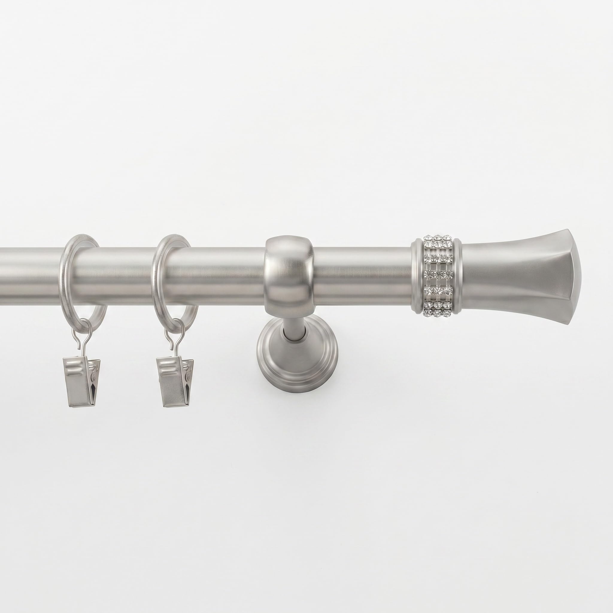 Gardinenstange Matt aus Stahl - Gordijnroede 400 cm - Elegante Modern Vorhangstange - 1-läufig stange vorhang - Karniesabschluss wählbar - Vorhang Stangen Gebürstet Porto