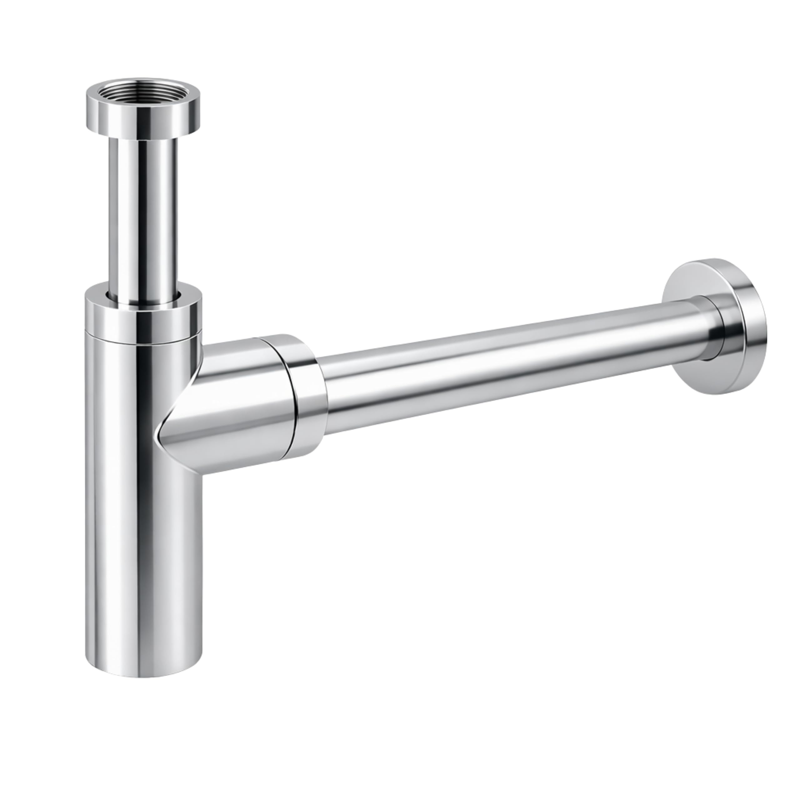 Corso Bathrooms Chrome Round Bottle Trap 1 1/4, Round Decorative P-Trap, Adjustable Waste Traps Plumbing Drain Tube For Bathroom Sink Basin Vessel,