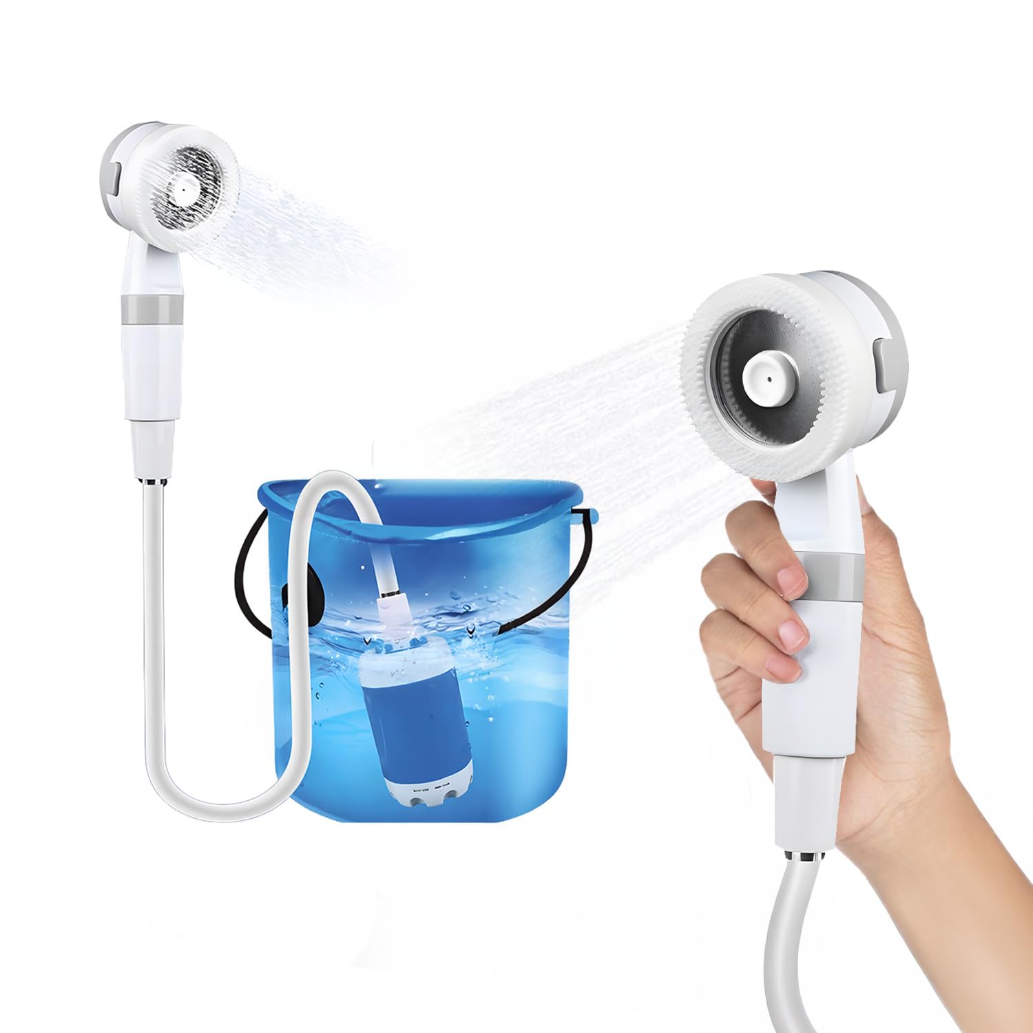 Avilia - Doccia da Giardino Portatile Elettrica Ricaricabile USB 5200 mAh con LED, Flusso 4‑5 L/Min, per Campeggio ed Escursioni, Facile da Usare, Compatta e Sicura