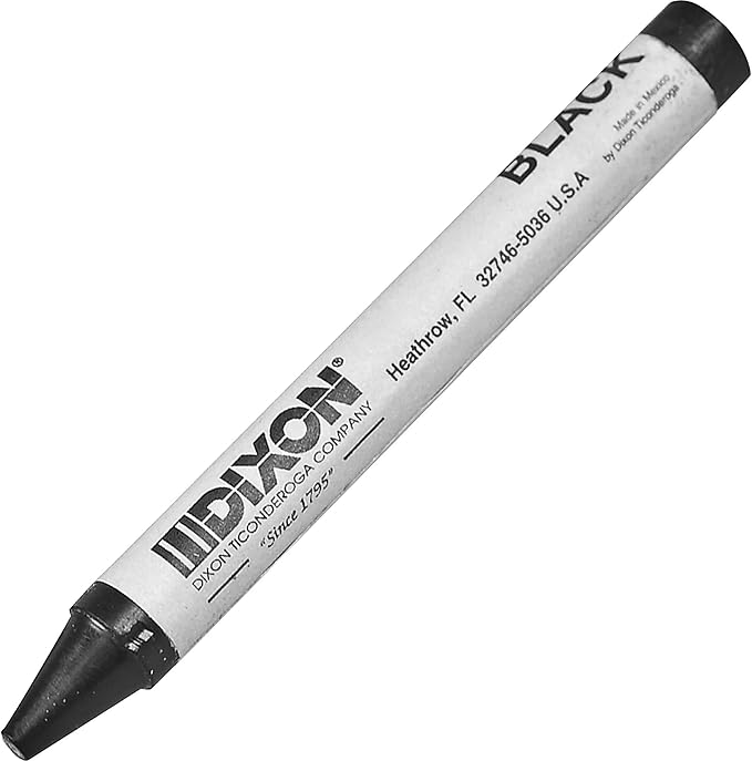 Dixon LongLasting Marking Crayons, 5", Black, Pack of 12