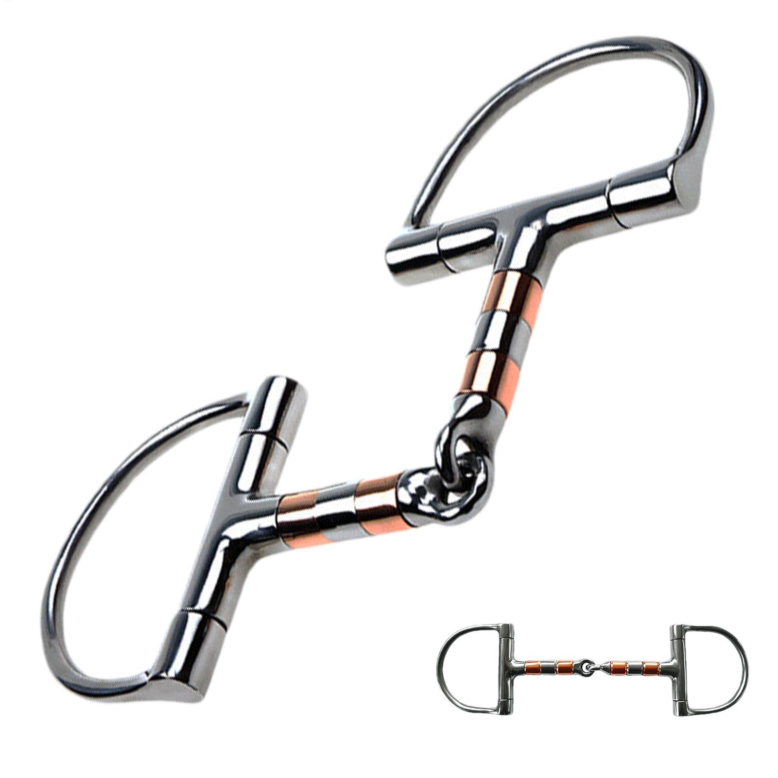 Pferdegebiss aus Edelstahl, Pferdegebiss aus Kupfer mit Rollenmaul, D-Ring-Trense mit Einzelgelenk-Design für, professionelles Pferdegebiss für Kontrolle, Komfort und Training