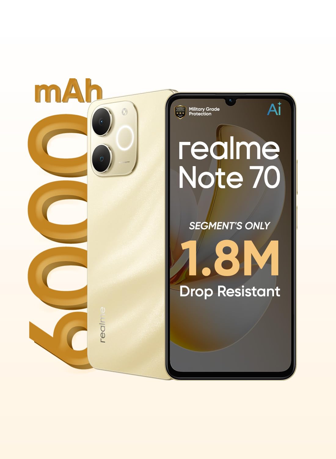 realme Note 70 Dual SIM Beach Gold 4GB RAM 128GB 4G - Middle East