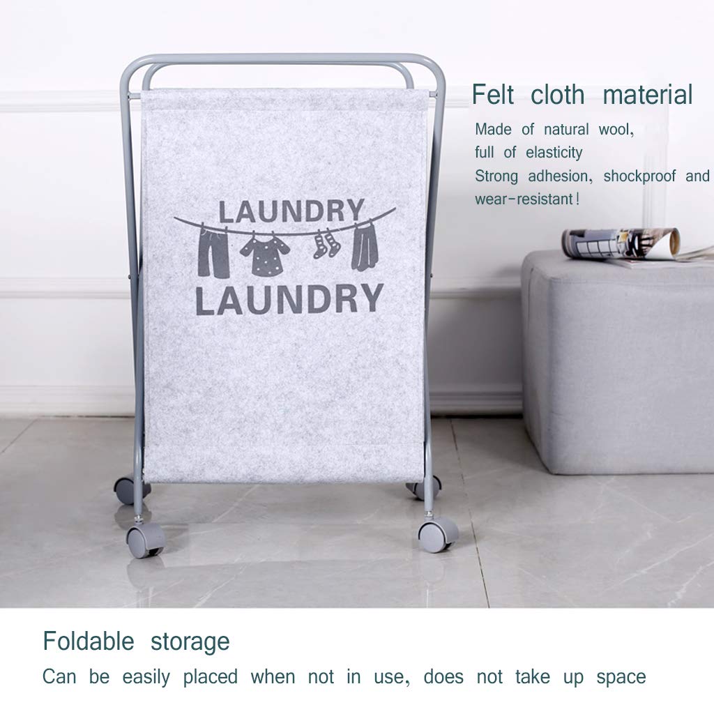 Zwinięty kosz do prania, Kosz na pranie z 4-kołowymi wyjmowanymi torbami materiałowymi Składany wielokolorowy 16x12x26 cali(Beige)