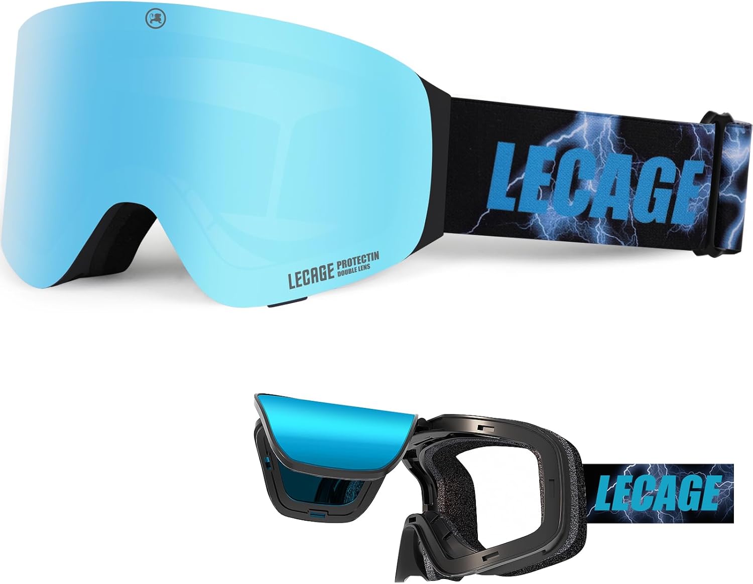 [LECAGE] フリップ式 スノボ ゴーグル 防曇 UVカット くもり止め 軽 Amazon | [LECAGE] フリップ式 スノボ ゴーグル 防曇 UVカット
