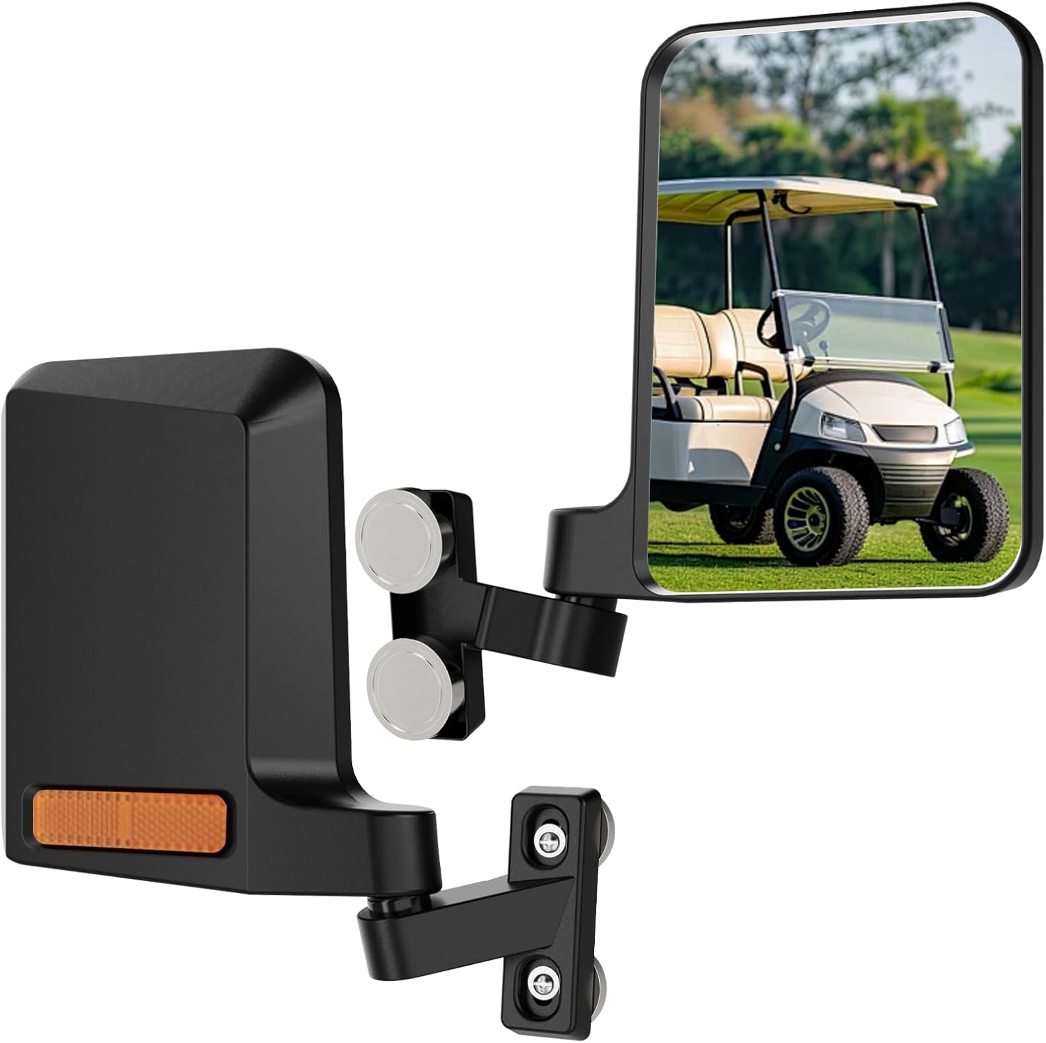 Universal Magnetic Side Mirrors with Recessed Reflector, Strong Magnetic Mirrors for Golf Cart, Tractors, Forklifts, Lawn Mowers, Compatible with Yamaha Club Car, EZGO, John Deere, Kubota