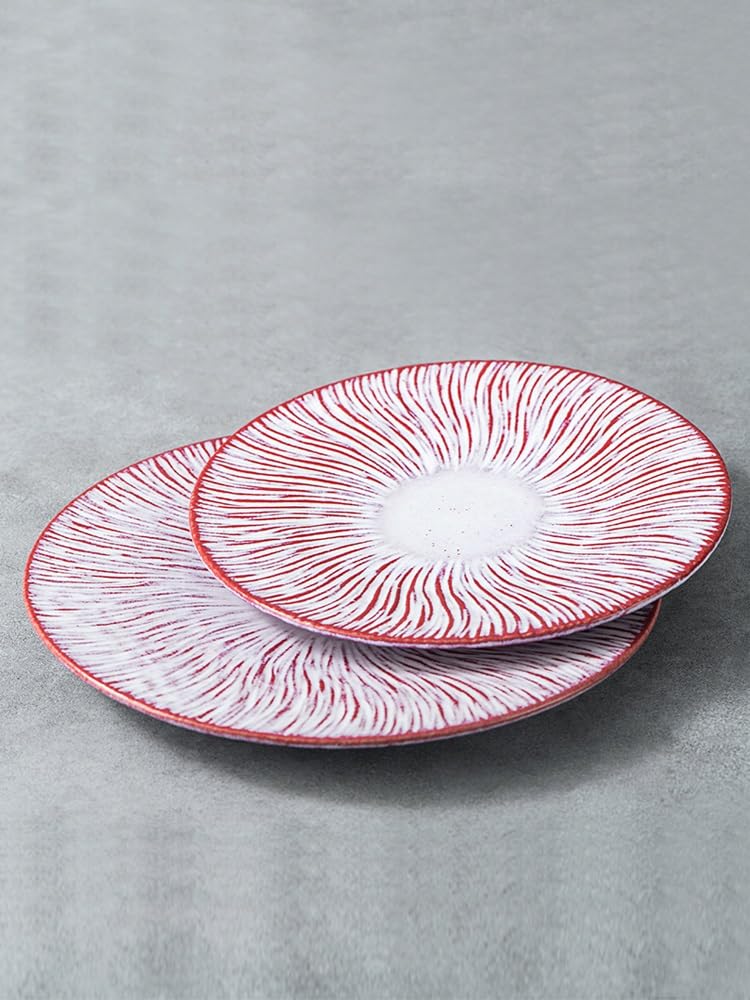 ERoomQ Dipping Bowls Creative Ceramic Food Plate Steak Plate Household Dish Flat Plate Plate Dish Red Tableware Appetizer Bowls,One Color-L (One Color L)